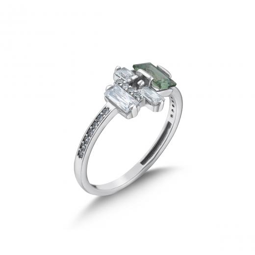 Created Tourmaline Stone  Clarit Jewellery 14 K White Gold Ring